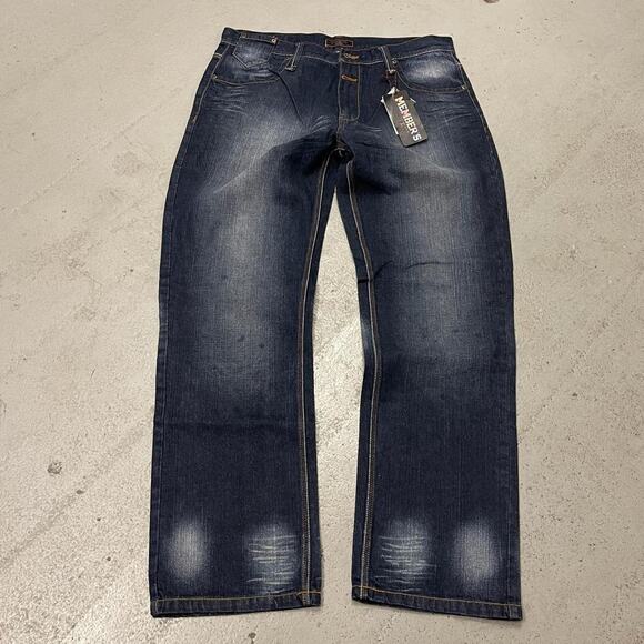 Vintage Baggy Y2k Members Property Faded Denim Baggy Jeans Mens Size 38x34